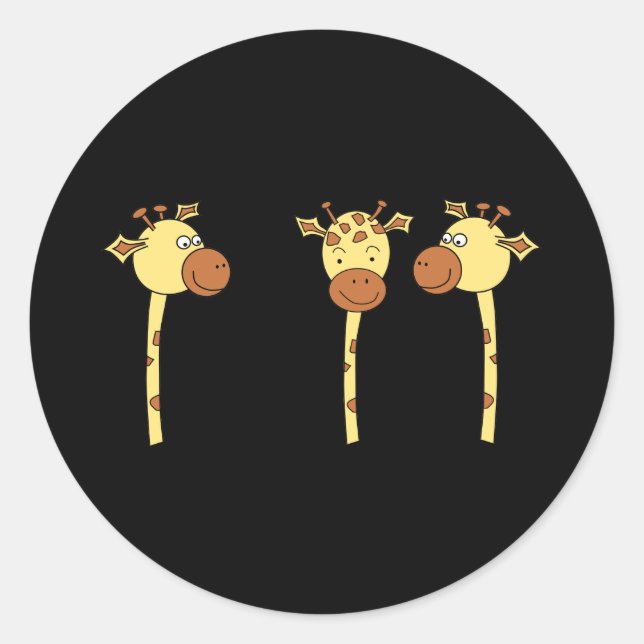 Three Giraffes Cartoon. Classic Round Sticker (Front)