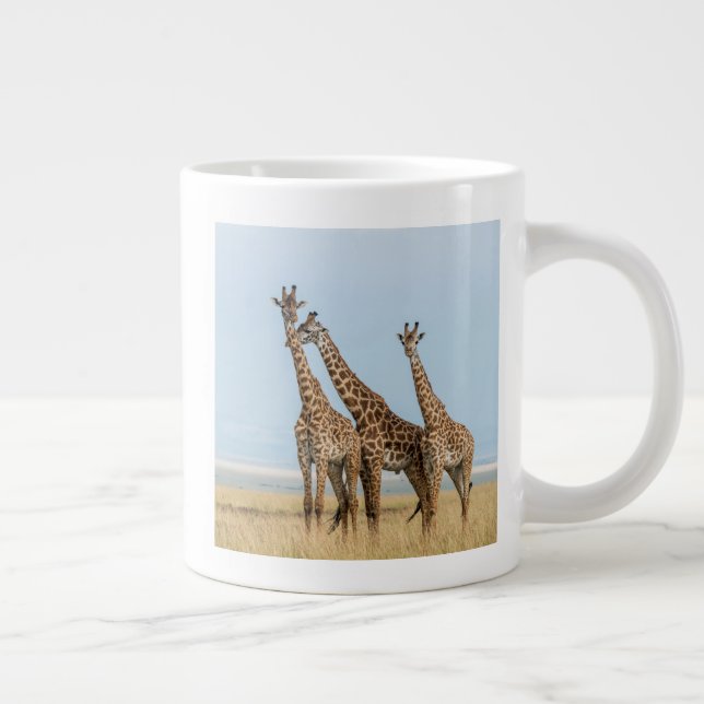 Three Giraffes Posing Large Coffee Mug (Right)