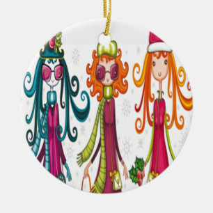 Three girls design ceramic tree decoration