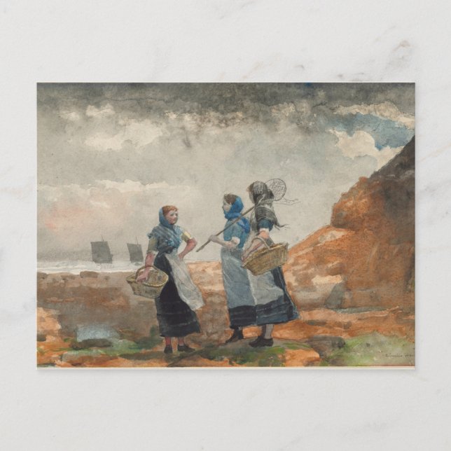 Three Girls Fishing Postcard (Front)