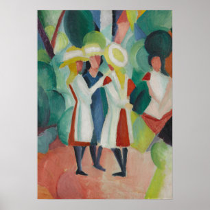 Three Girls In Straw Hats by August Macke Poster