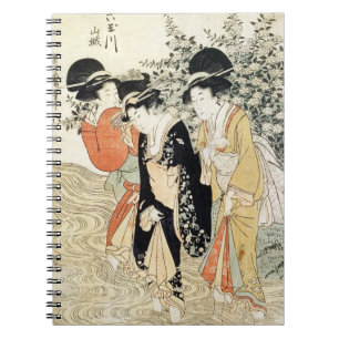 Three girls paddling in a river, from the 'Fashion Spiral Notebook