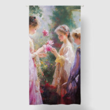 Three girls playing in a garden
