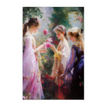 Three girls playing in a garden