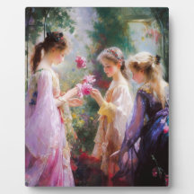 Three girls playing in a garden