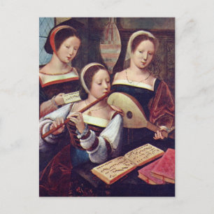 Three Girls Playing Music Postcard