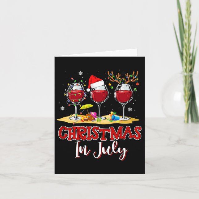 Three Gl Of Red Wine Funny Drinker Christmas In Ju Card (Front)