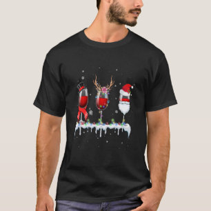 Three Glass Of Red Wine Drinker Christmas Lights S T-Shirt