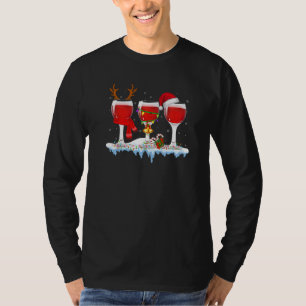 Three Glass Of Red Wine  Drinker Christmas T-Shirt