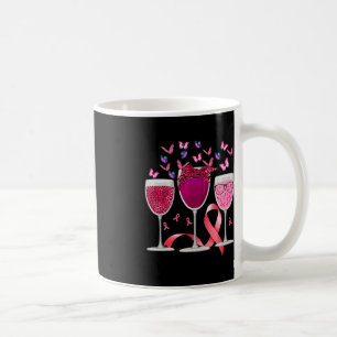 Three Glass Wine Breast Cancer Awareness Pink Ribb Coffee Mug