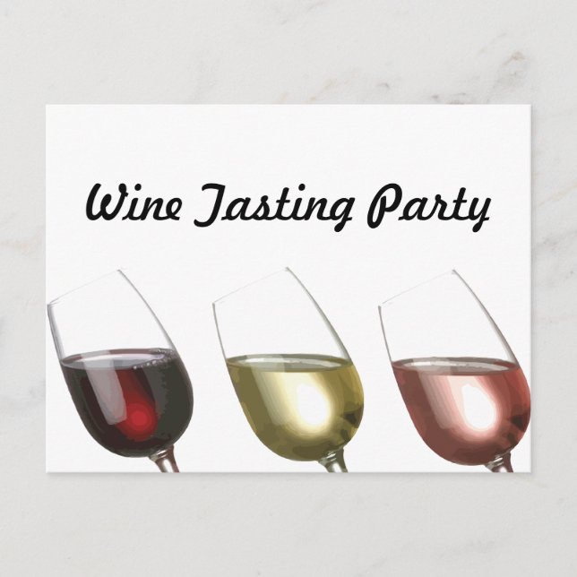 Three Glasses of Wine Custom invitation Postcard (Front)