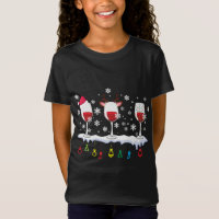 Three Glasses Of Wine Santa Hat Christmas Drinking