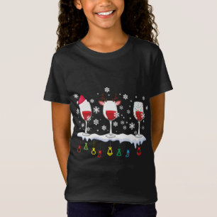 Three Glasses Of Wine Santa Hat Christmas Drinking T-Shirt