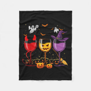 Three Glasses of Wines Funny Halloween Wine Lover Fleece Blanket