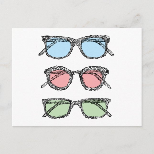 Three Glasses Sketch Postcard (Front)