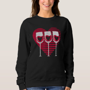 Three Glasses Wine Heart Couples Valentine's Day Sweatshirt