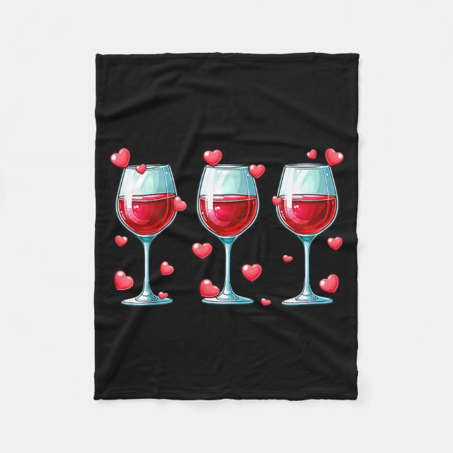 Three Gles Of Wine Valentine's Day Couple Funny Dr Fleece Blanket (Front)