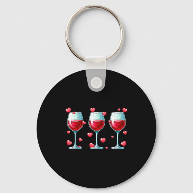 Three Gles Of Wine Valentine's Day Couple Funny Dr Key Ring (Front)