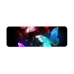 Three Glowing Butterflies on night background