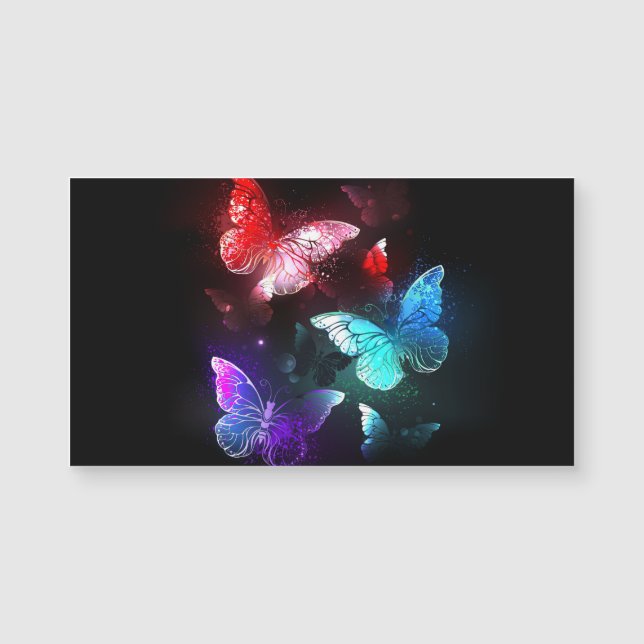 Three Glowing Butterflies on night background (Front)