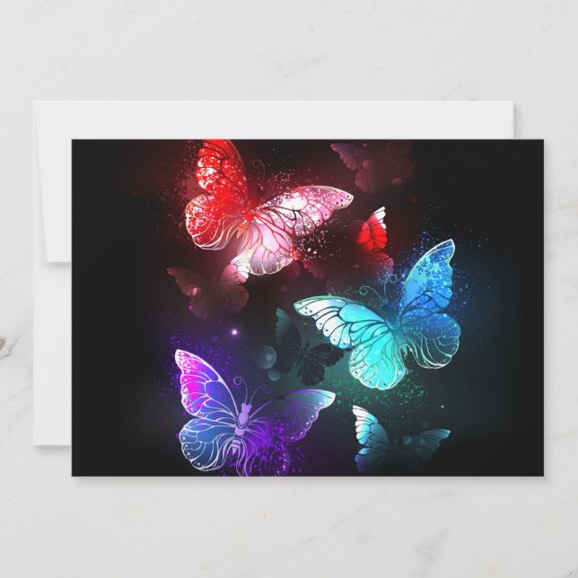 Three Glowing Butterflies on night background Announcement (Front)