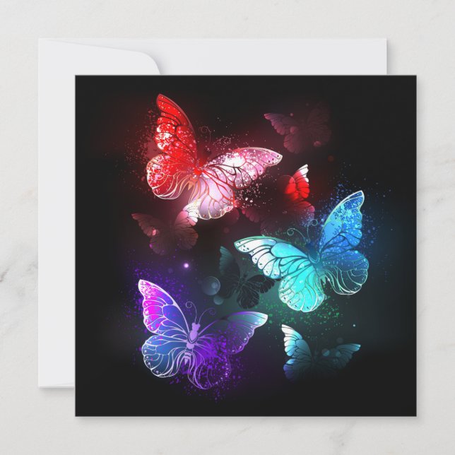 Three Glowing Butterflies on night background Announcement (Front)