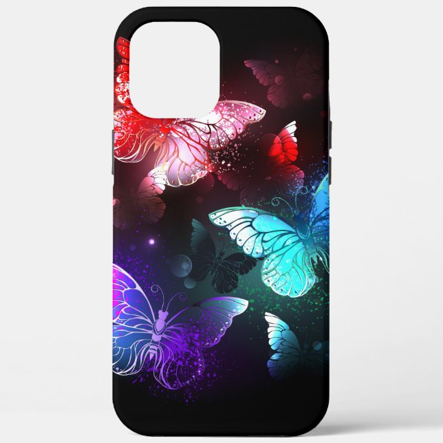 Three Glowing Butterflies on night background Case-Mate iPhone Case (Back)
