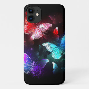 Three Glowing Butterflies on night background Case-Mate iPhone Case