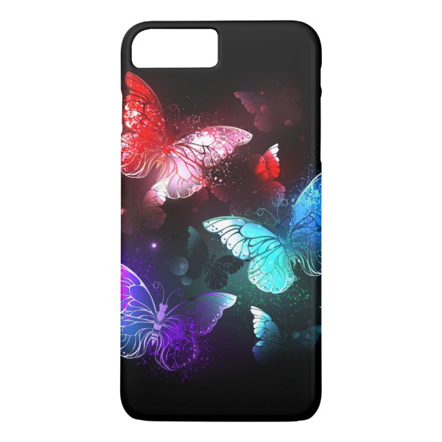 Three Glowing Butterflies on night background Case-Mate iPhone Case (Back)