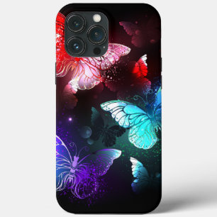 Three Glowing Butterflies on night background iPhone 13 Pro Max Case
