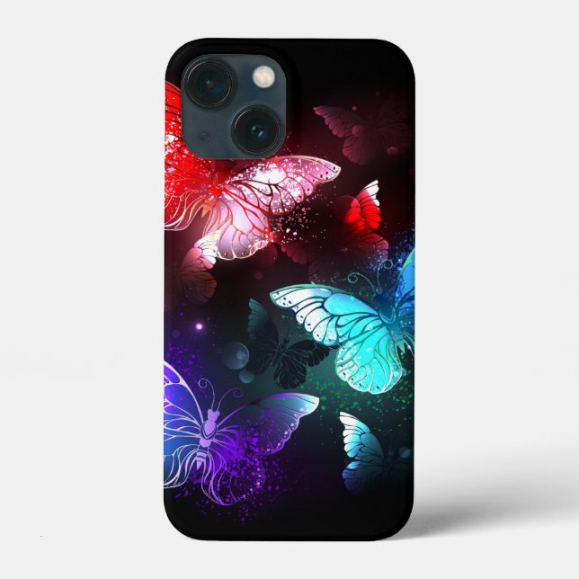 Three Glowing Butterflies on night background Case-Mate iPhone Case (Back)