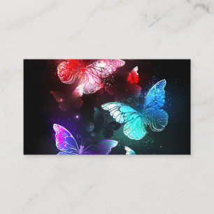 Three Glowing Butterflies on night background Discount Card