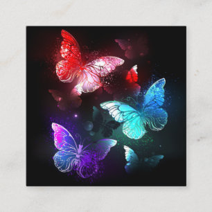 Three Glowing Butterflies on night background Enclosure Card