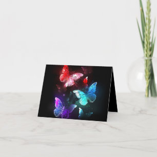Three Glowing Butterflies on night background Invitation