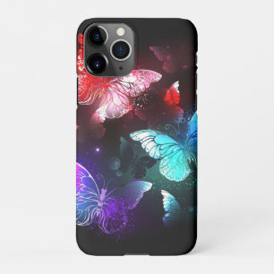 Three Glowing Butterflies on night background iPhone 11Pro Case