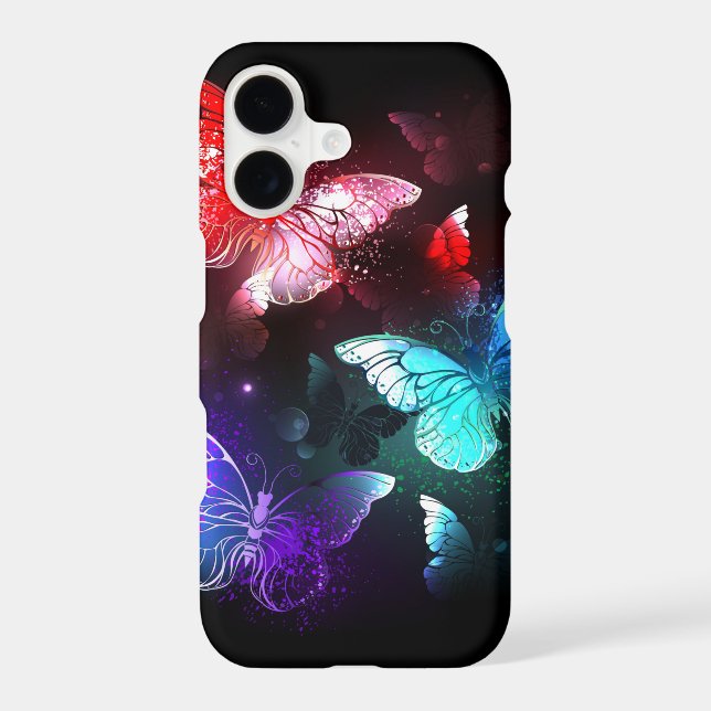 Three Glowing Butterflies on night background iPhone Case (Back)