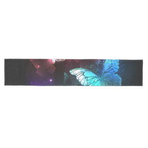 Three Glowing Butterflies on night background Medium Table Runner