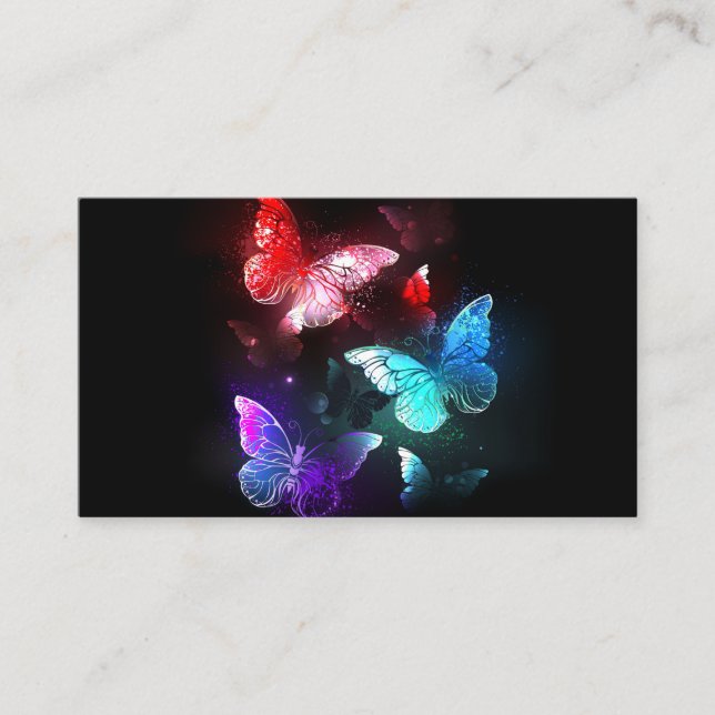 Three Glowing Butterflies on night background Place Card (Front)