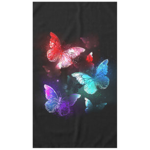 Three Glowing Butterflies on night background Tablecloth