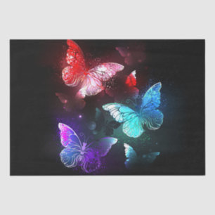 Three Glowing Butterflies on night background Tissue Paper