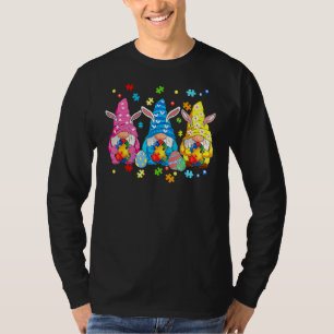 Three Gnome Autism Awareness Puzzle Piece Happy Ea T-Shirt