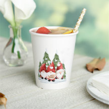 Three Gnome Christmas Paper Cups