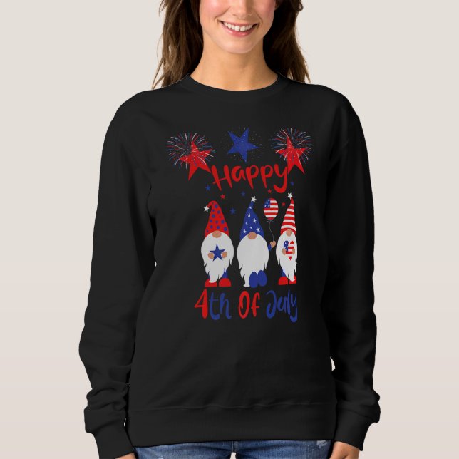 Three Gnome Happy 4th Of July Firework American Fl Sweatshirt (Front)