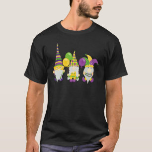 Three Gnome Mardi Gras Peace Love Funny Mardi Gras T-Shirt
