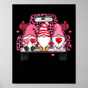 Three Gnomes And Leopard Truck Happy Valentine's D Poster