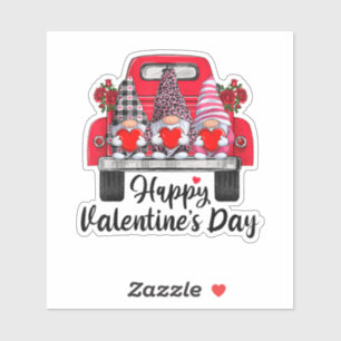 Three Gnomes and Red Truck Happy Valentine's Day