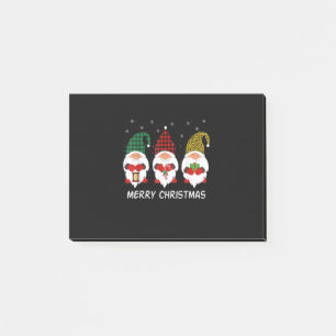Three Gnomes buffalo plaid red Leopard Christmas F Post-it Notes