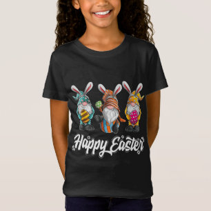 Three Gnomes Bunny Holding Easter Egg Hunting Happ T-Shirt