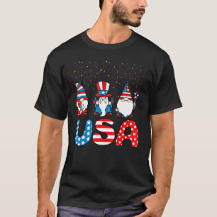 Three Gnomes Celebrating Independence Usa Day 4th T-Shirt