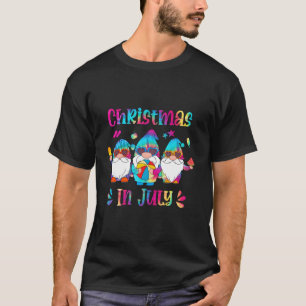 Three Gnomes Christmas In July Summer Tropical Bea T-Shirt